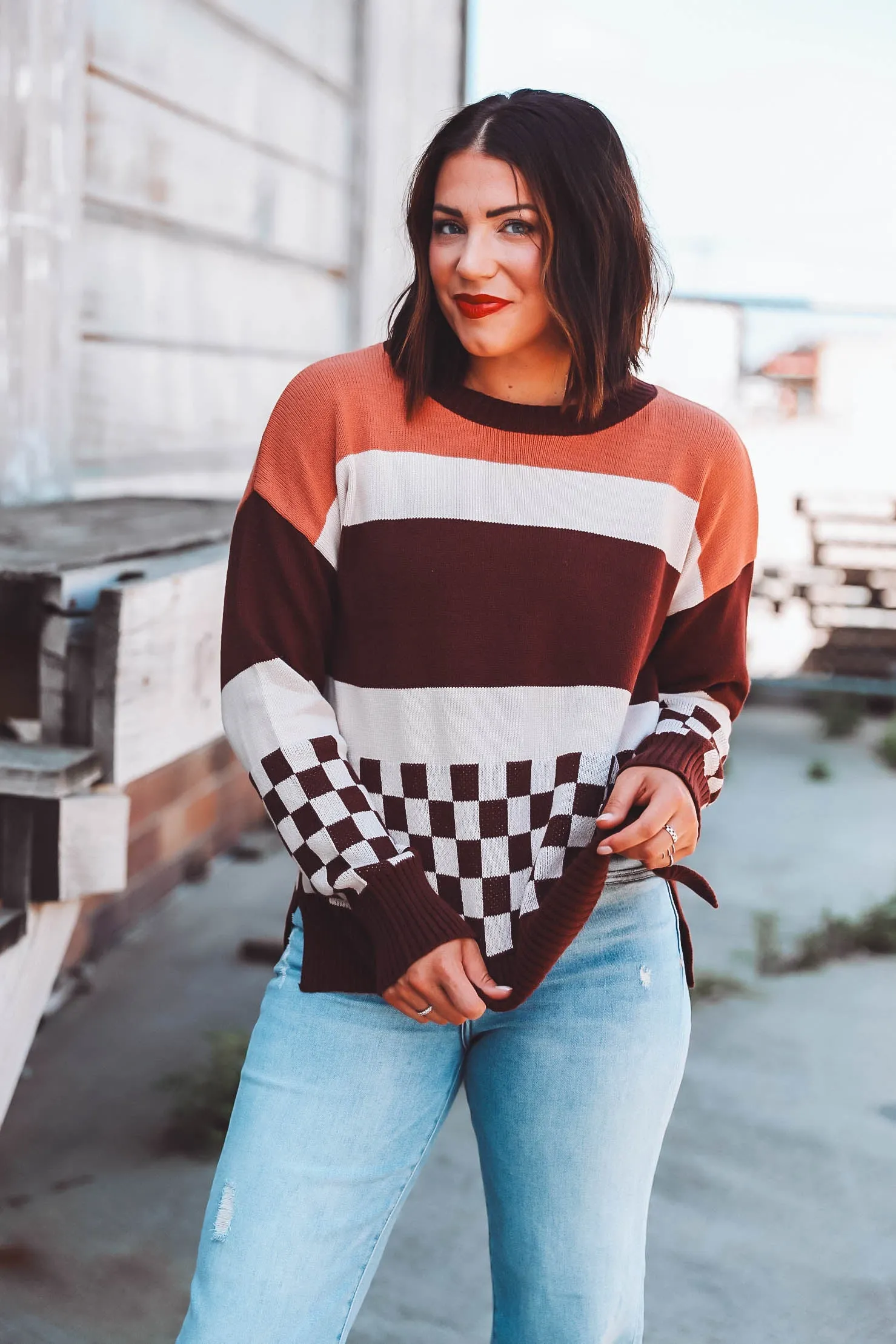 Carissa Sweater-Wine/Rust