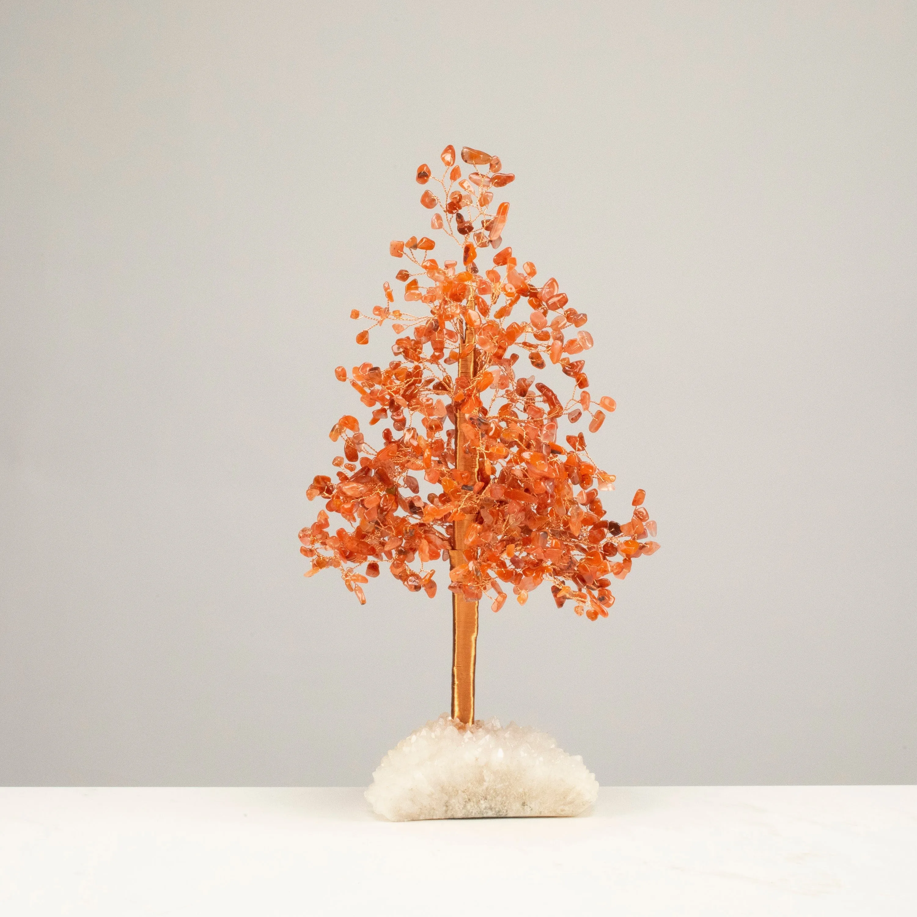 Carnelian Tree of Life on Quartz Cluster Base