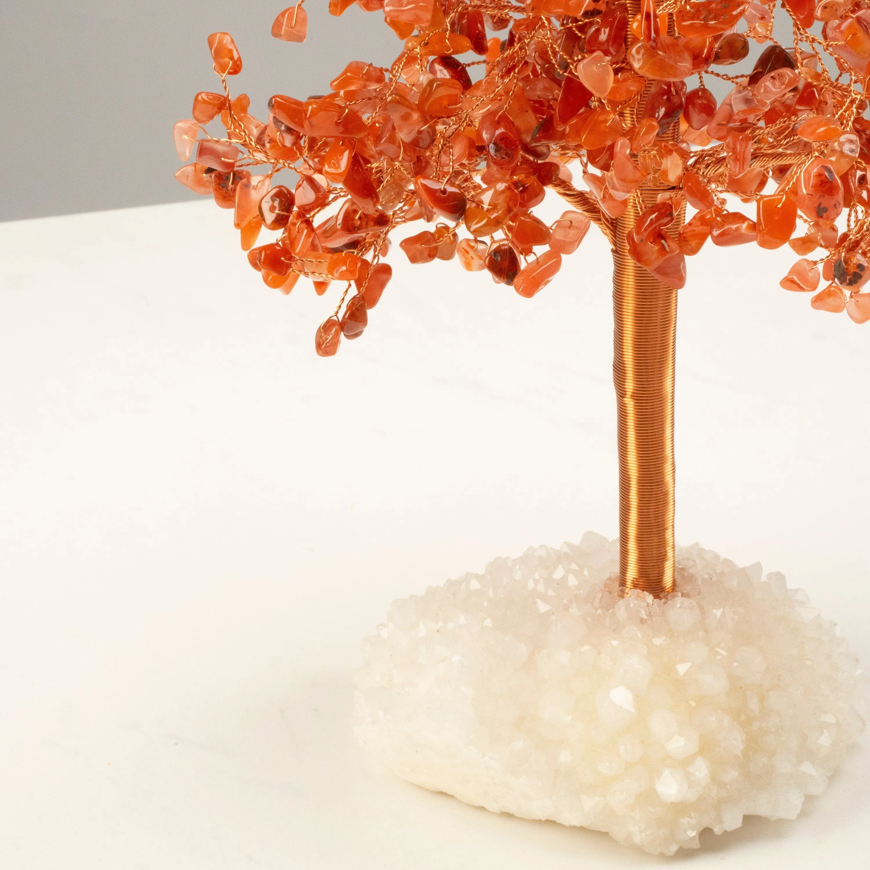 Carnelian Tree of Life on Quartz Cluster Base