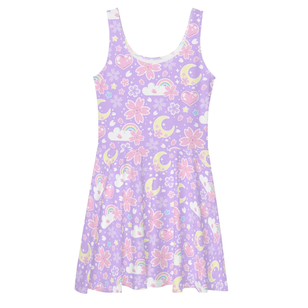 Cherry Blossom Dreams Purple Skater Dress