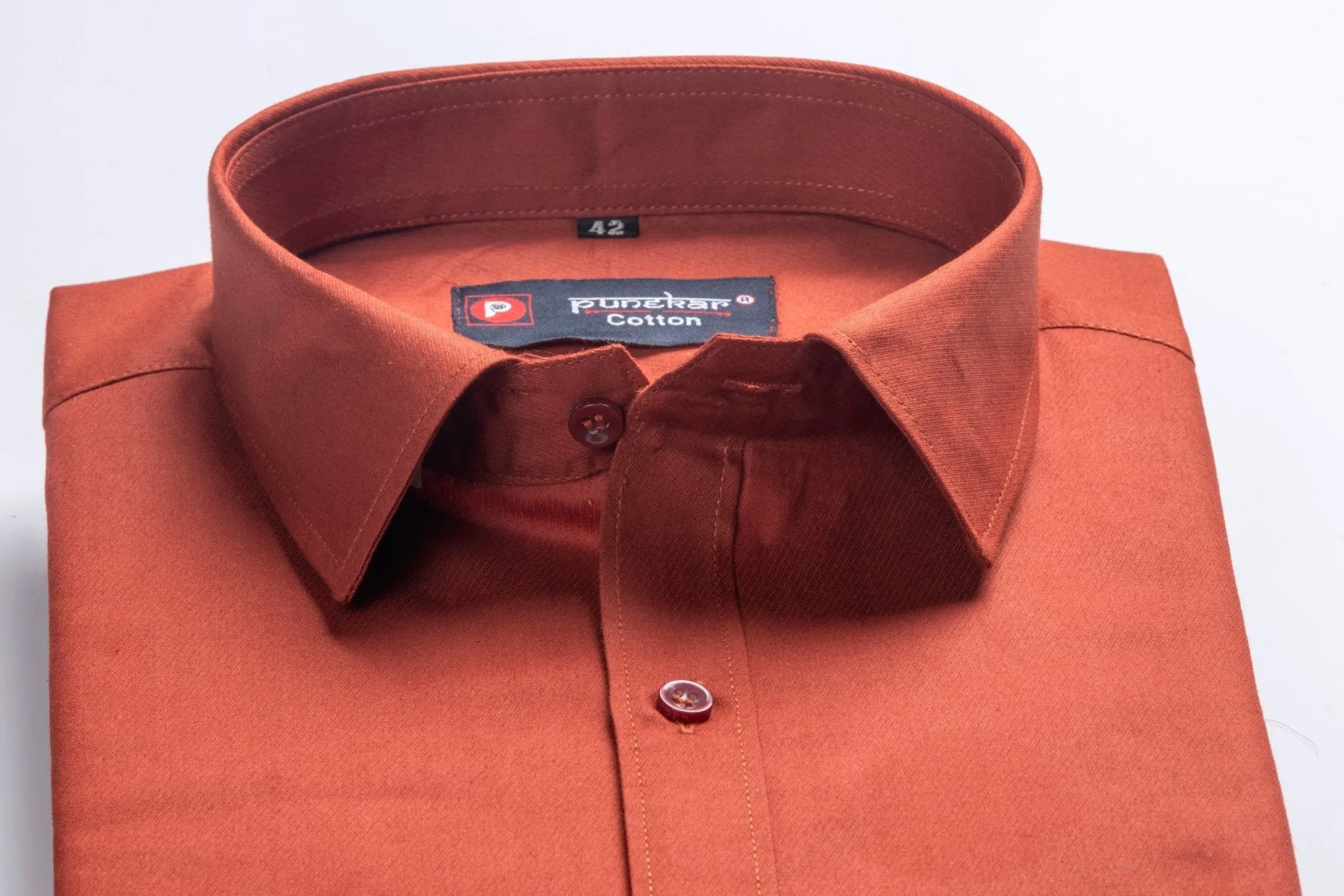 Copper Color Satin Mecerised Cotton Shirt For Men