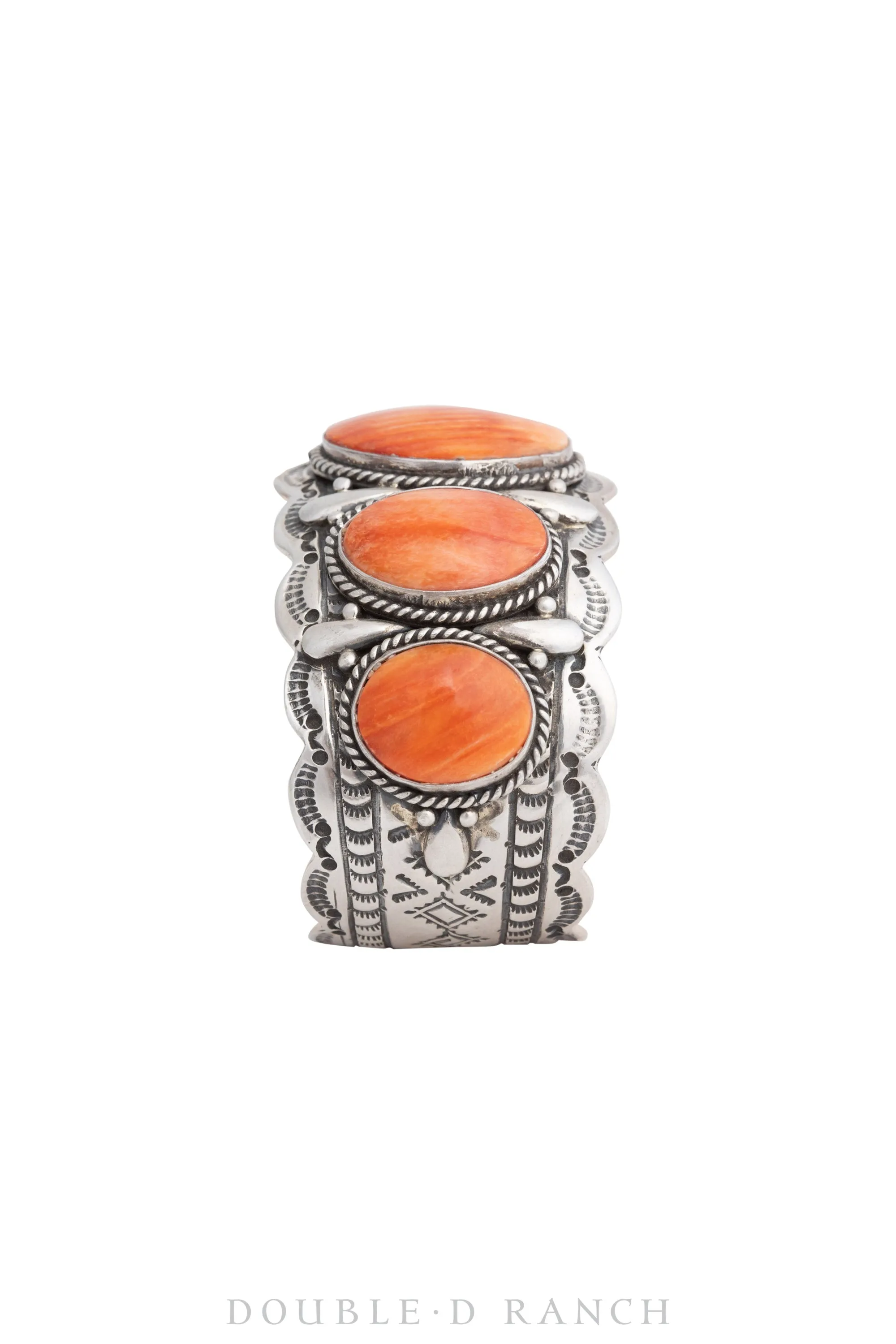 Cuff, Natural Stone, Orange Spiny Oyster, 5 Stones, Hallmark, Contemporary, 3421