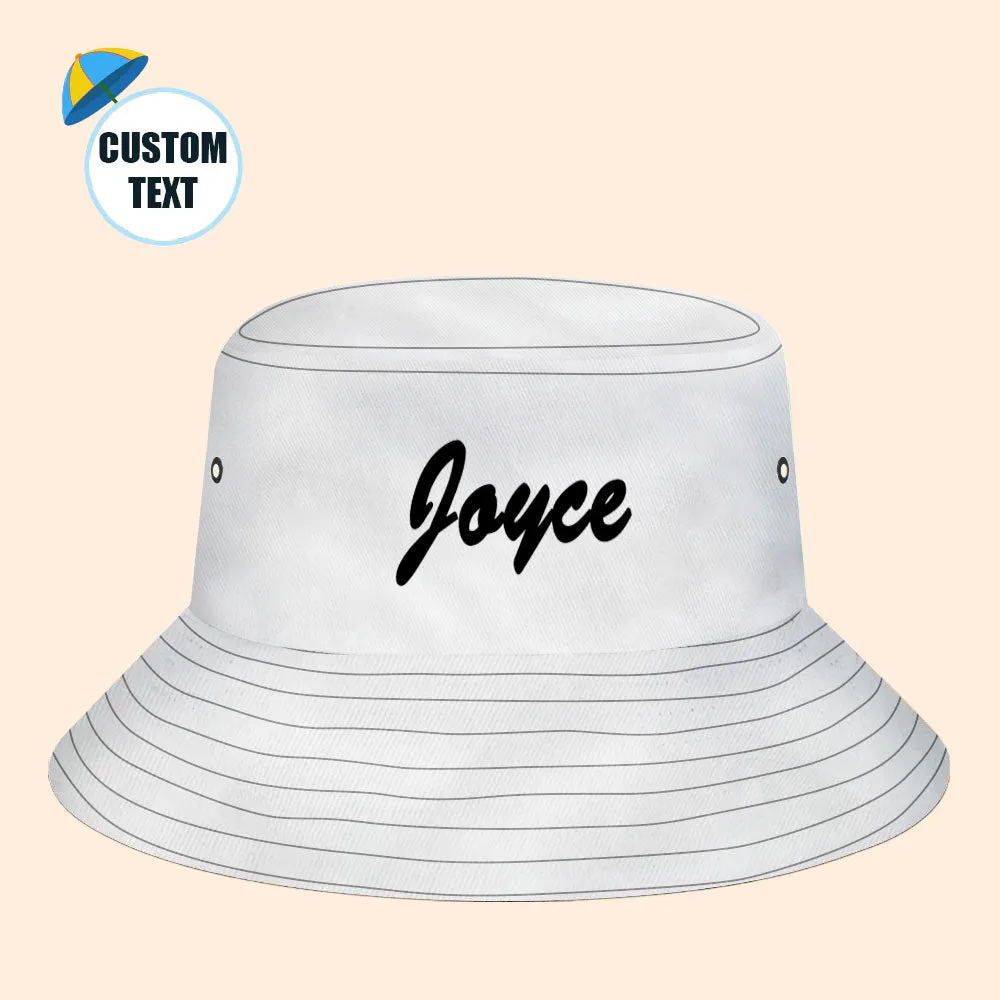 Custom Bucket Hat Unisex Bucket Hat with Text Personalize Wide Brim Outdoor Summer Cap Hiking Beach Sports Hats Gift for Lover White