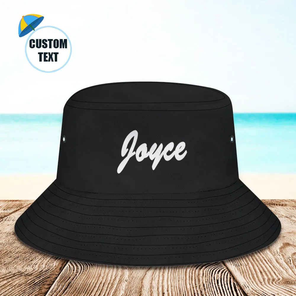 Custom Bucket Hat Unisex Bucket Hat with Text Personalize Wide Brim Outdoor Summer Cap Hiking Beach Sports Hats Gift for Lover White