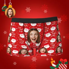 Custom Face Boxers Shorts Santa Claus Personalised Photo Underwear Christmas Gift for Men