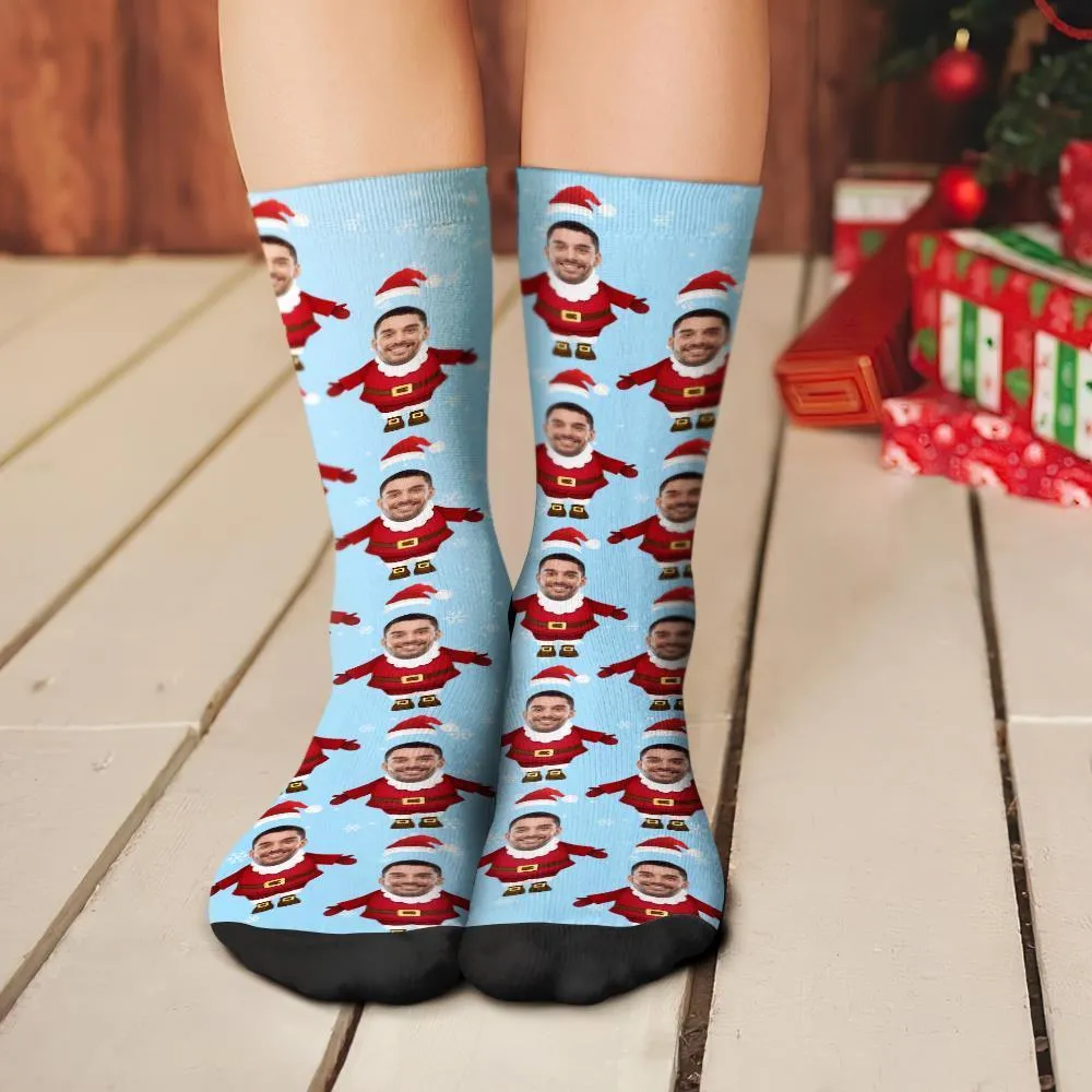 Custom Face Funny Socks Personalised Phoot Socks Santa Claus