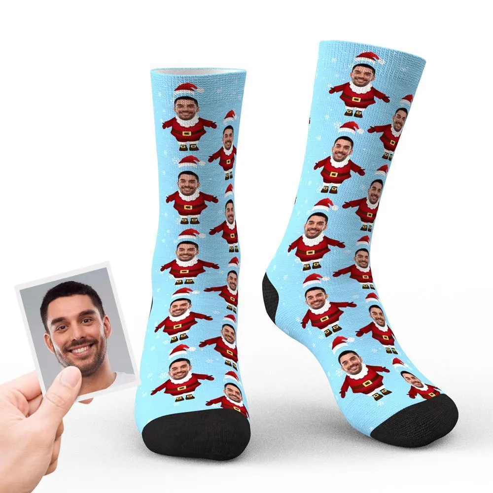 Custom Face Funny Socks Personalised Phoot Socks Santa Claus