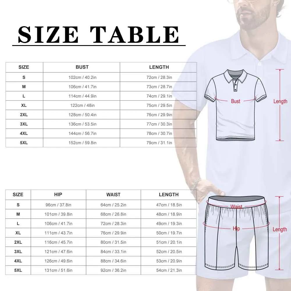 Custom Face Letter Men's Polo Shirt and Shorts Set 2 Piece Summer Outfits Fashion Tracksuit Set