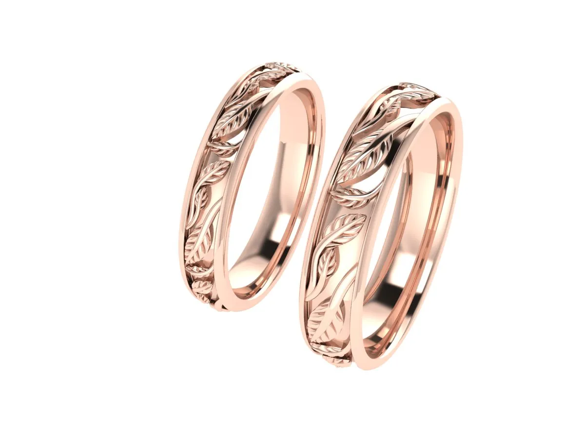 Custom order: Wedding bands set for couple