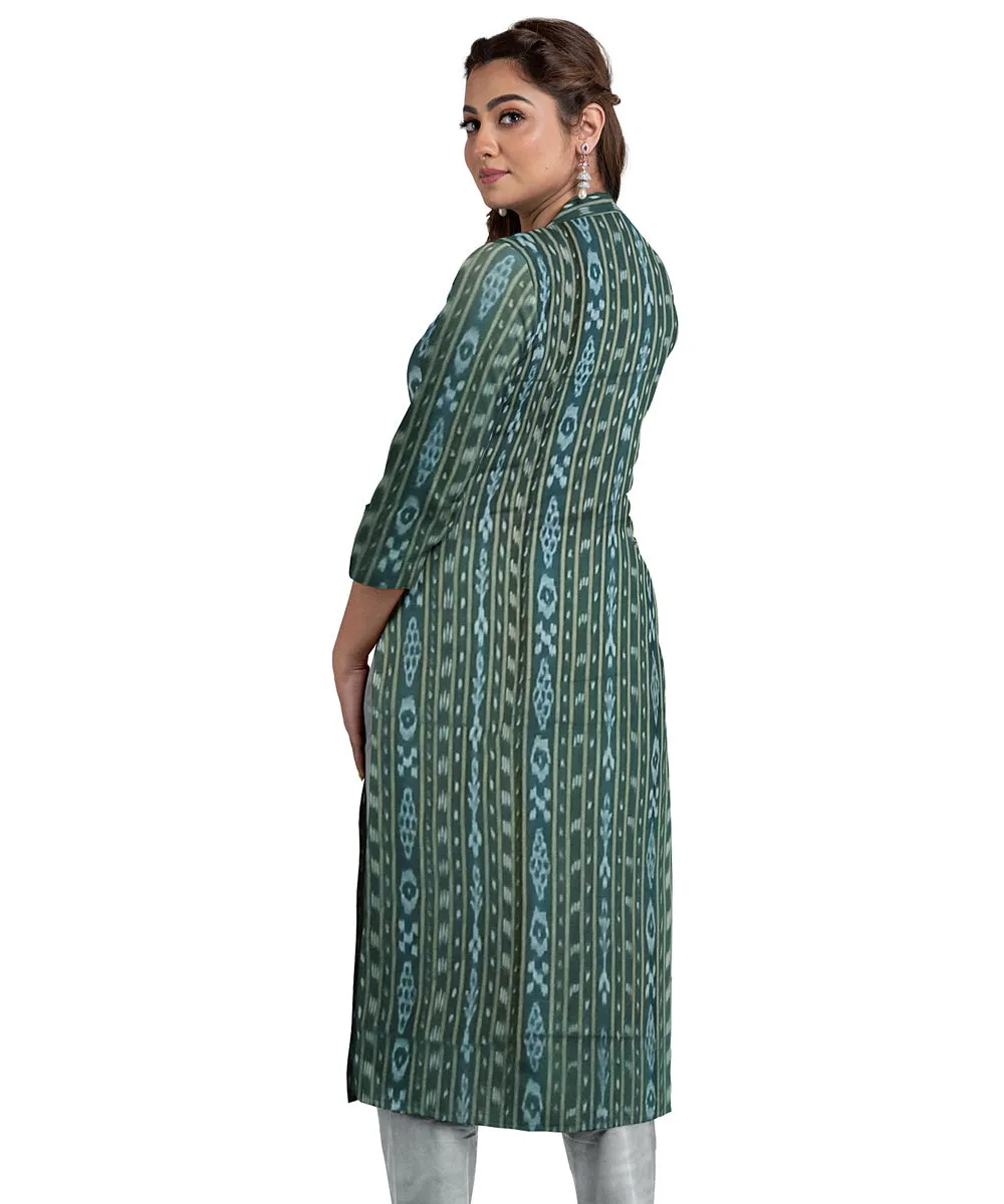 Dark green grey handwoven cotton nuapatna dress material