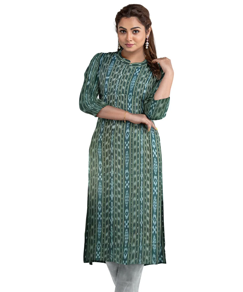 Dark green grey handwoven cotton nuapatna dress material