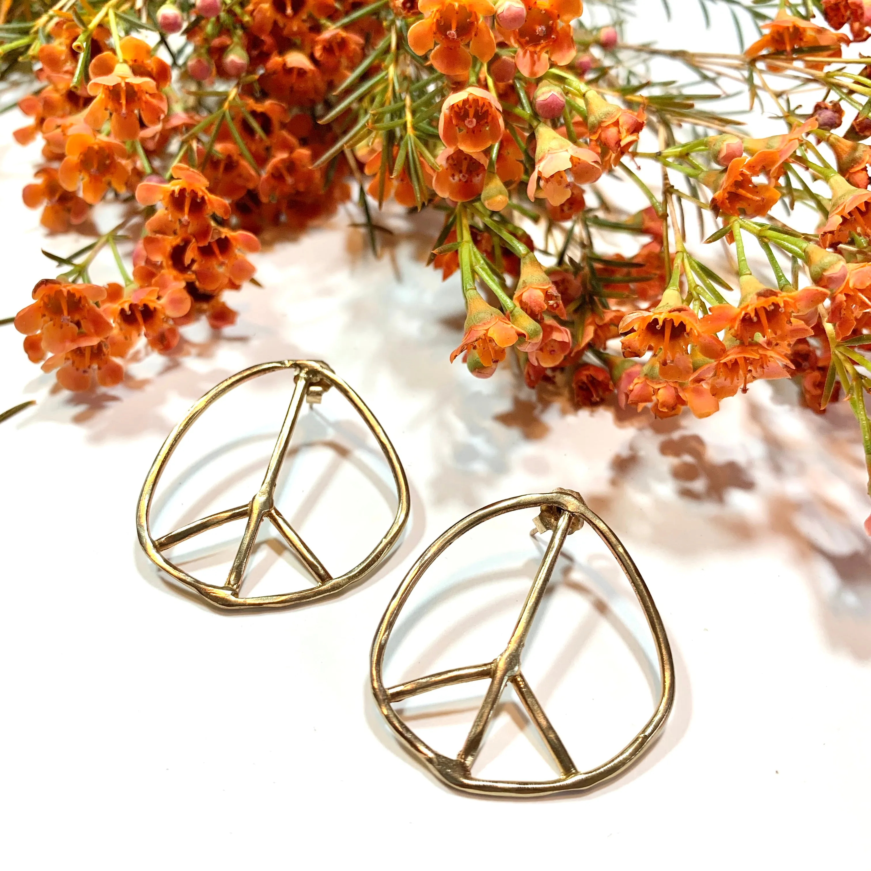 Doodle Peace Sign Stud Earrings