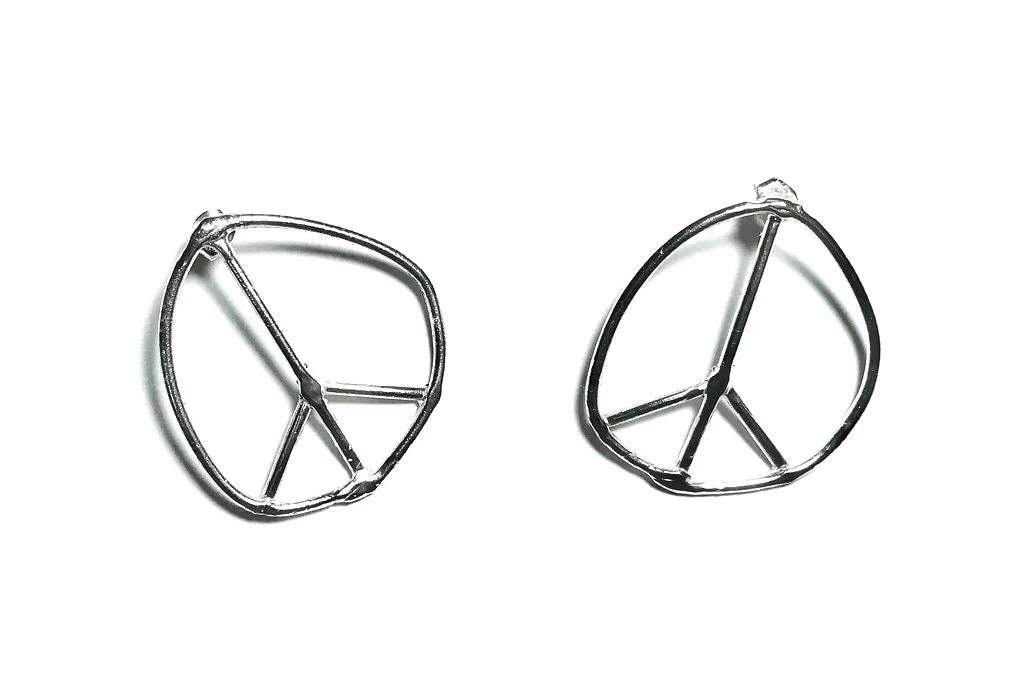 Doodle Peace Sign Stud Earrings