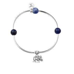 Elephant | Soft Bangle Charm Bracelet | Sodalite