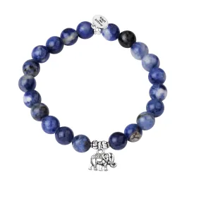 Elephant | Stone Beaded Charm Bracelet | Sodalite