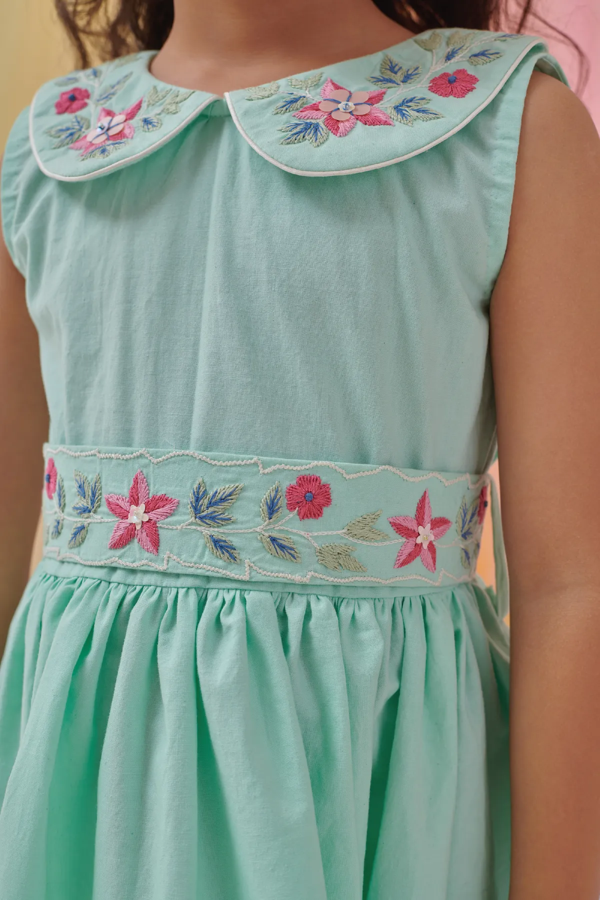 ELSIE- A- Line dress with Hand Embroidered Belt