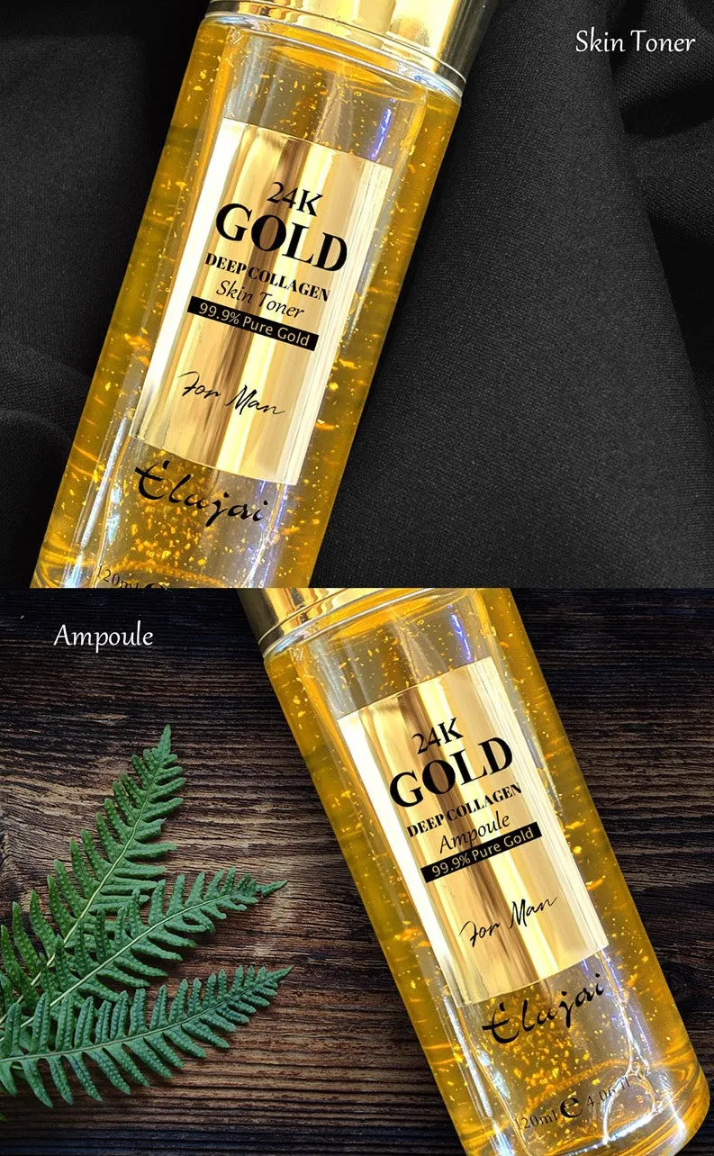 Elujai 24K Gold Deep Collagen Skin Care for Man 99.9% Pure Gold Gift 2p Sets