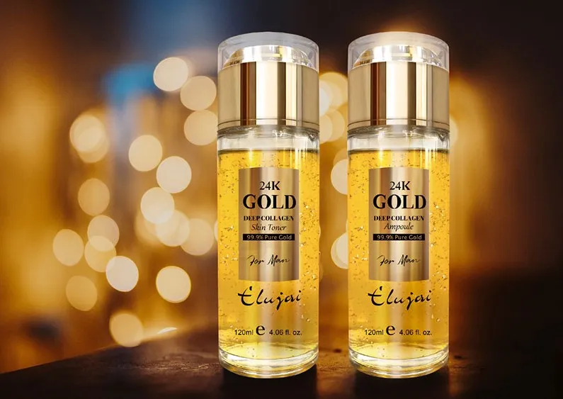 Elujai 24K Gold Deep Collagen Skin Care for Man 99.9% Pure Gold Gift 2p Sets