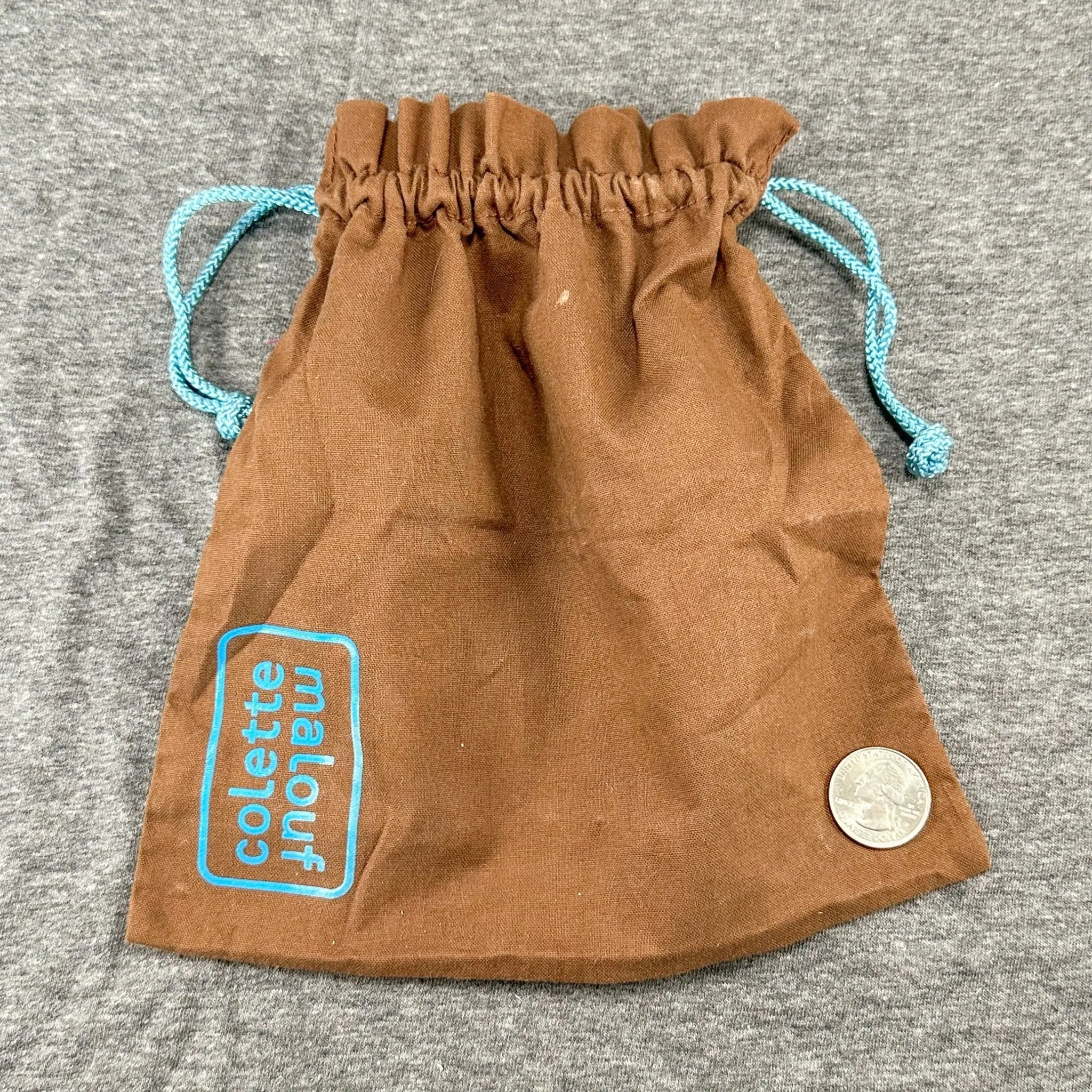 Estate Colette Malouf Brown Drawstring Pouch EMPTY