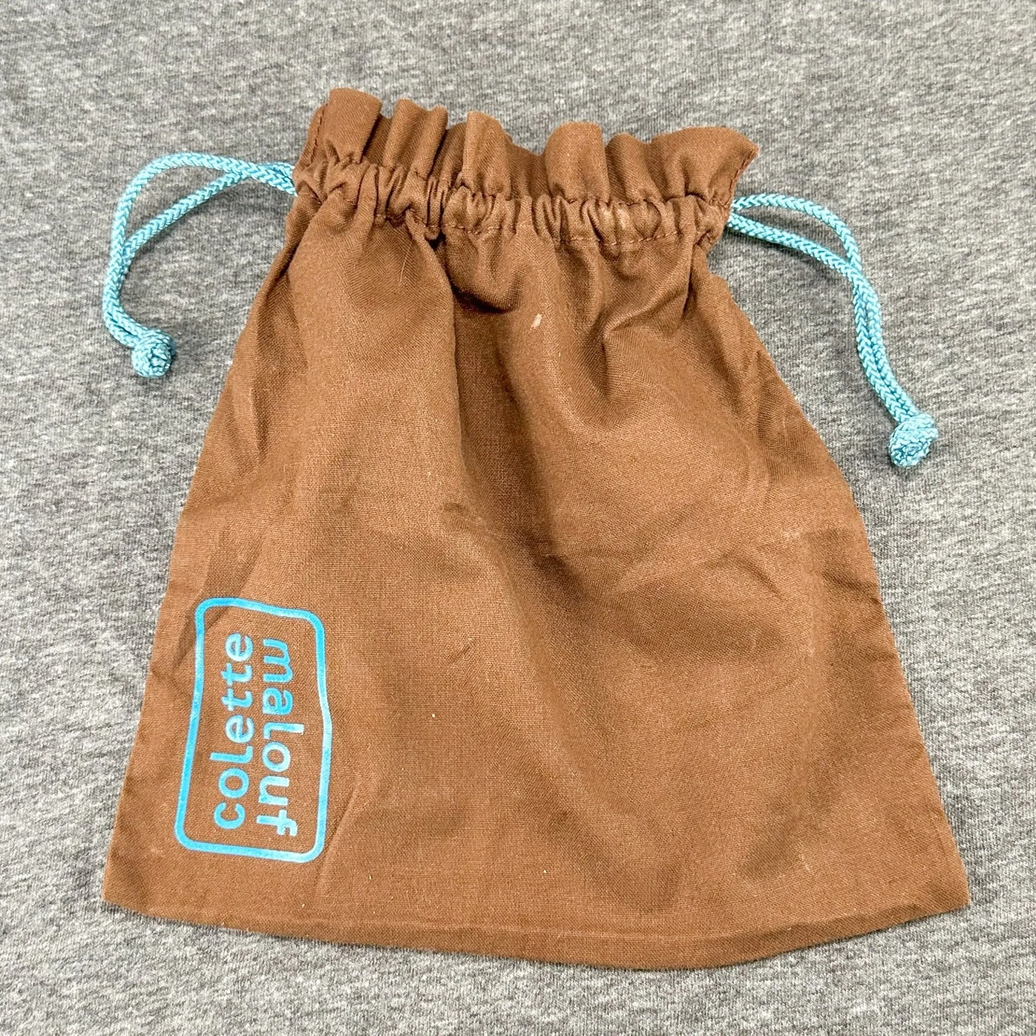 Estate Colette Malouf Brown Drawstring Pouch EMPTY