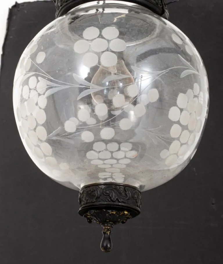 Etched Glass Hanging Pendent Light