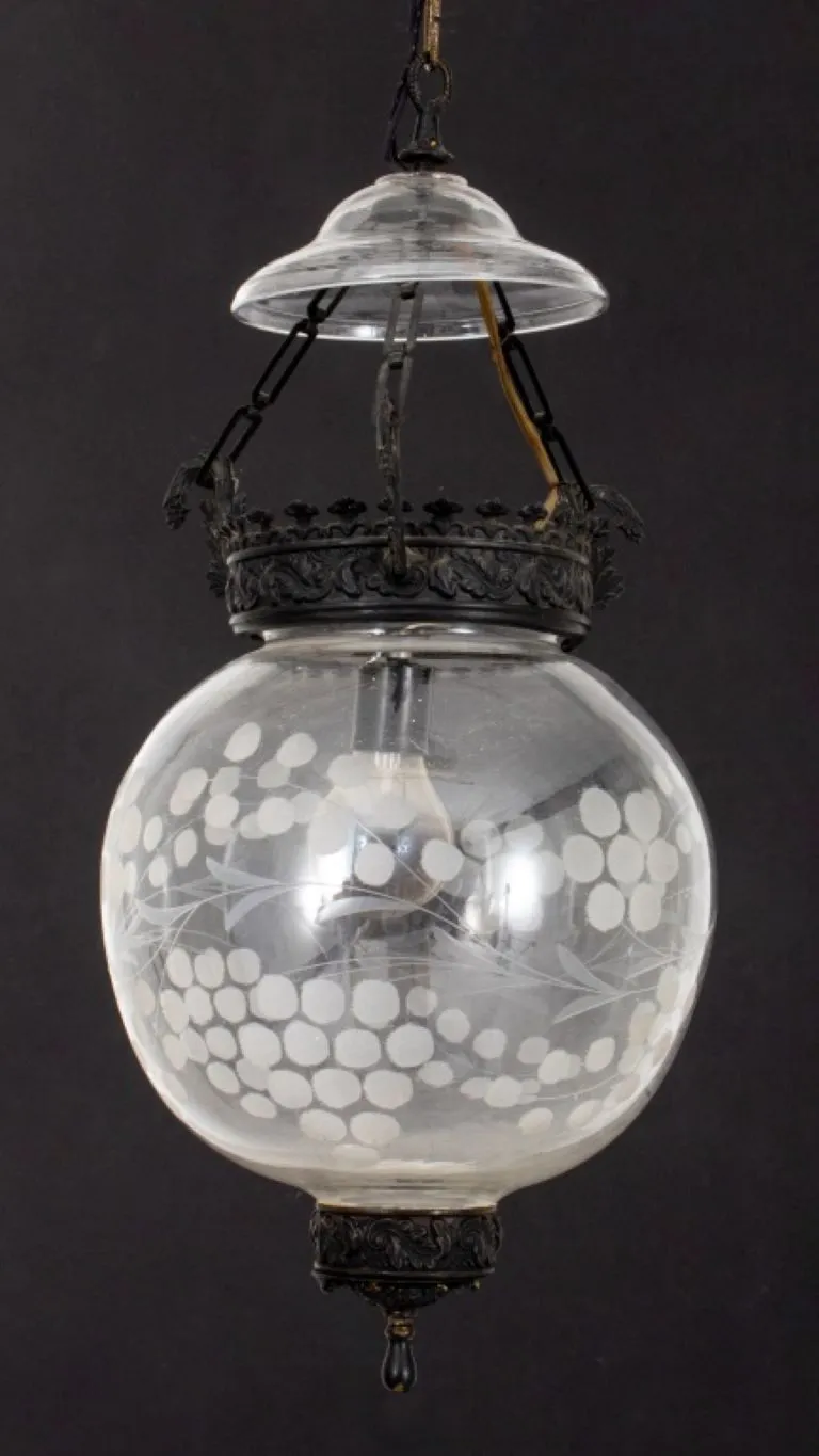 Etched Glass Hanging Pendent Light