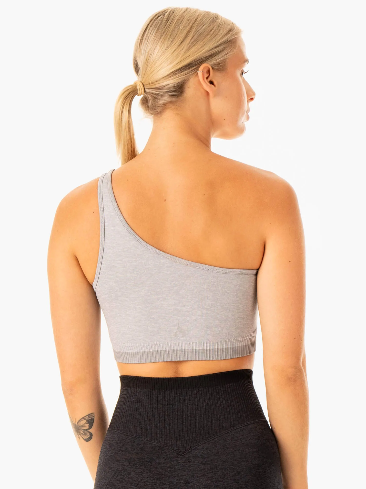 Excel Seamless One Shoulder Sports Bra - Grey Marl