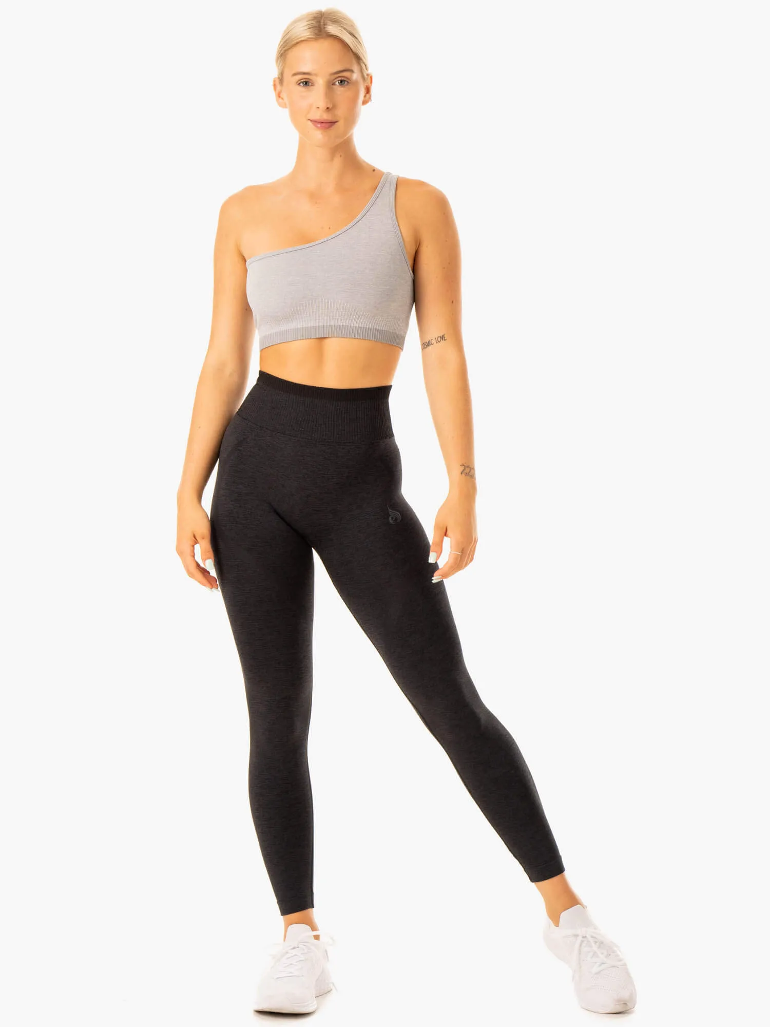 Excel Seamless One Shoulder Sports Bra - Grey Marl