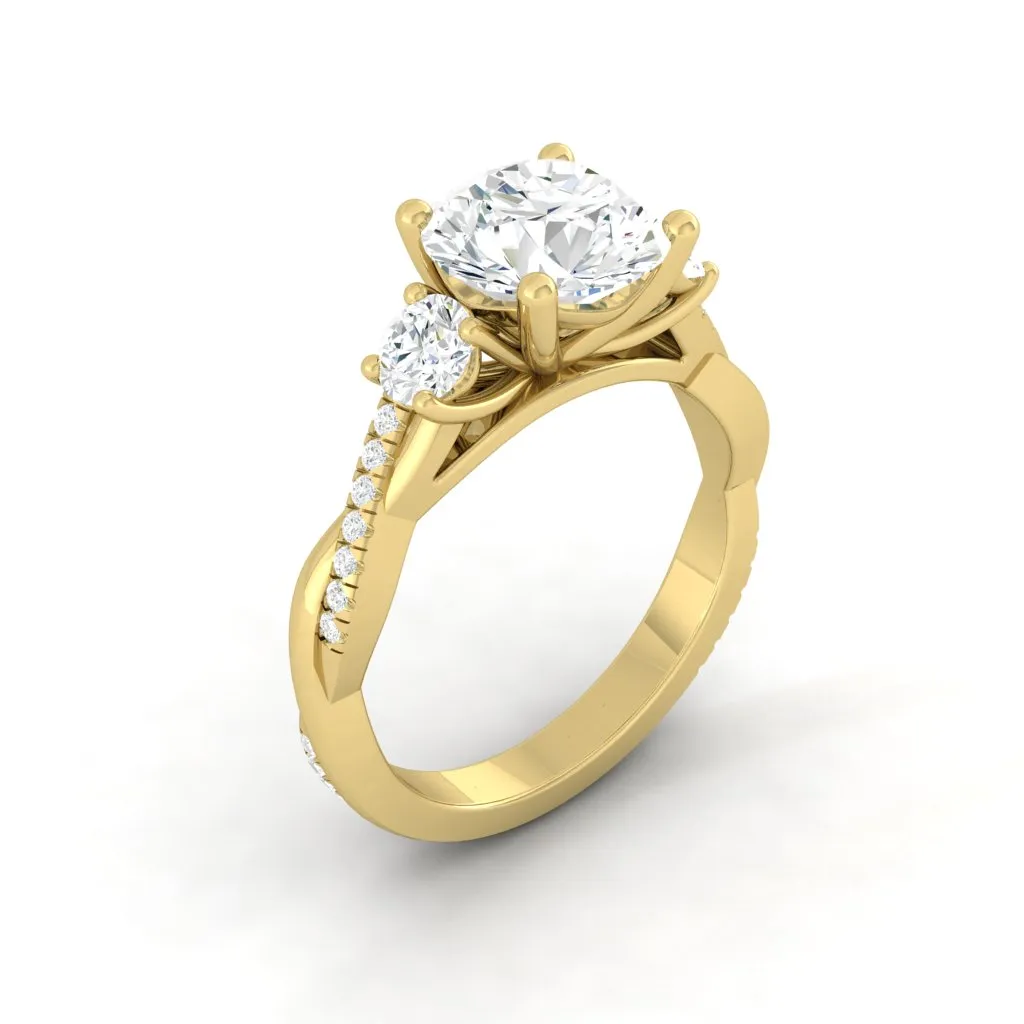 Fiore Trio 0.78ct SUPERNOVA MOISSANITE 14k Yellow Gold