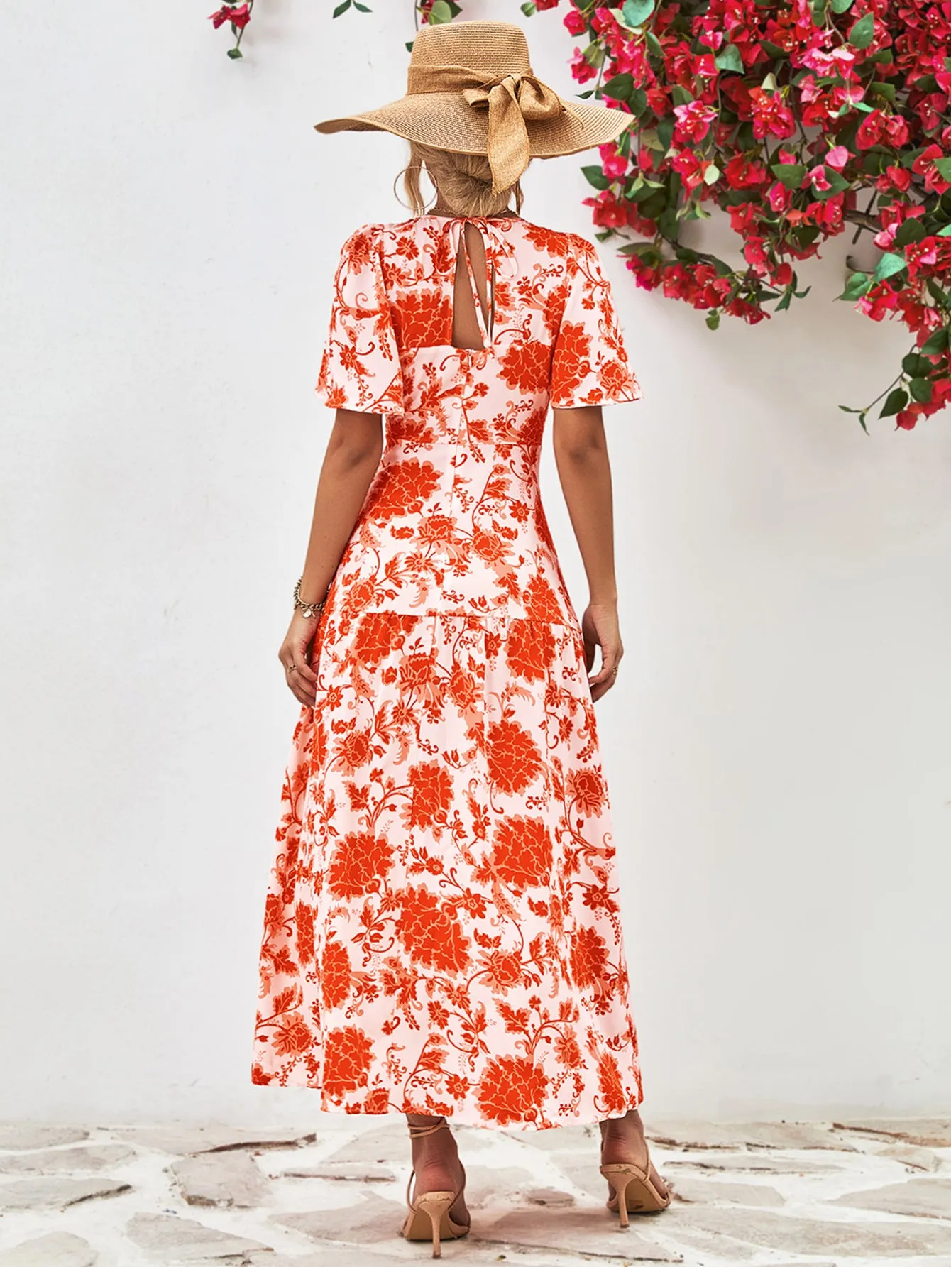 Floral Short Sleeve Maxi Dress