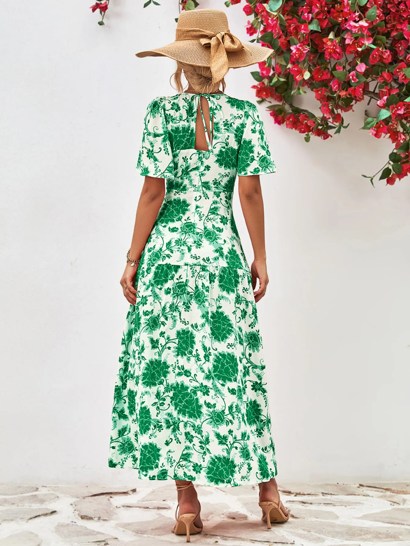 Floral Short Sleeve Maxi Dress