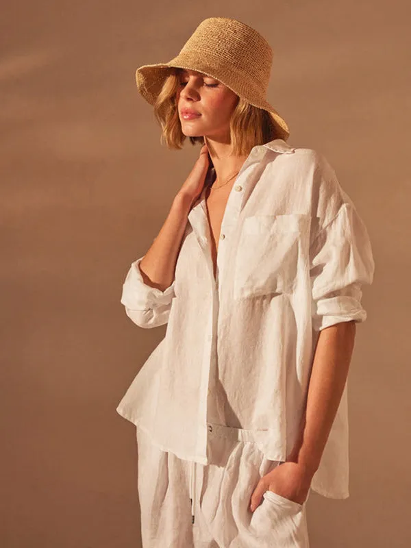 Garmet Dyed Linen Shirt in White