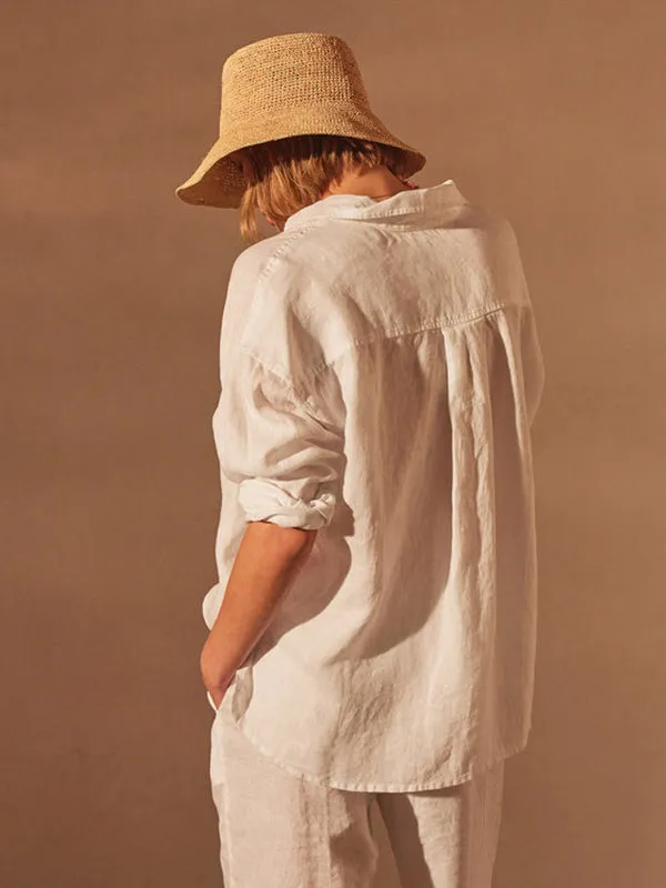 Garmet Dyed Linen Shirt in White