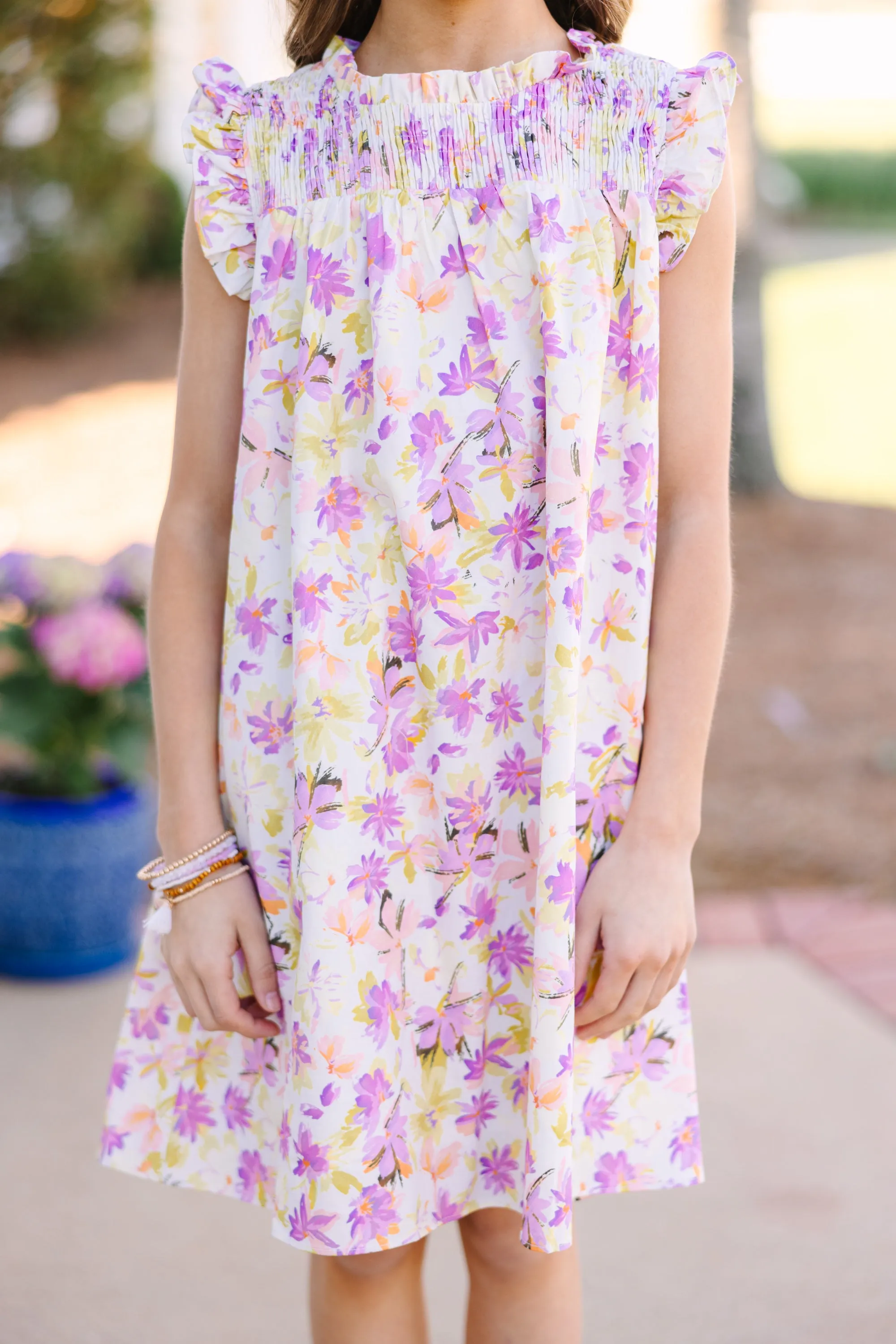 Girls: On The Lookout White Floral Dress