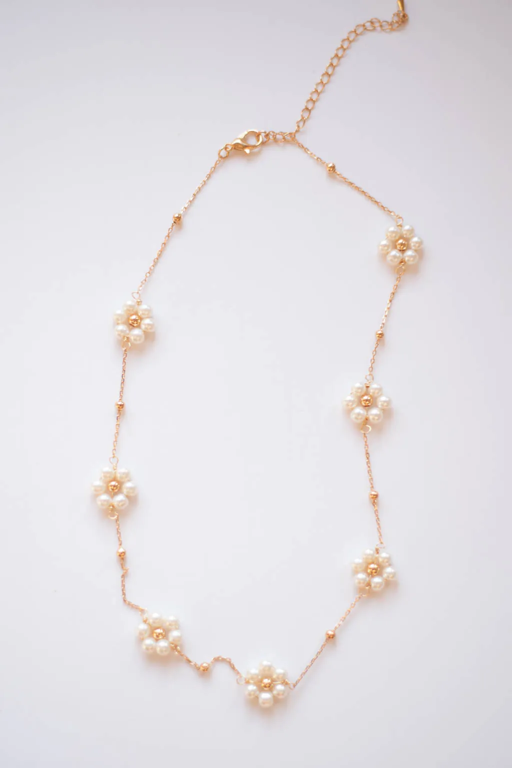 Gold Pearl Flower Necklace