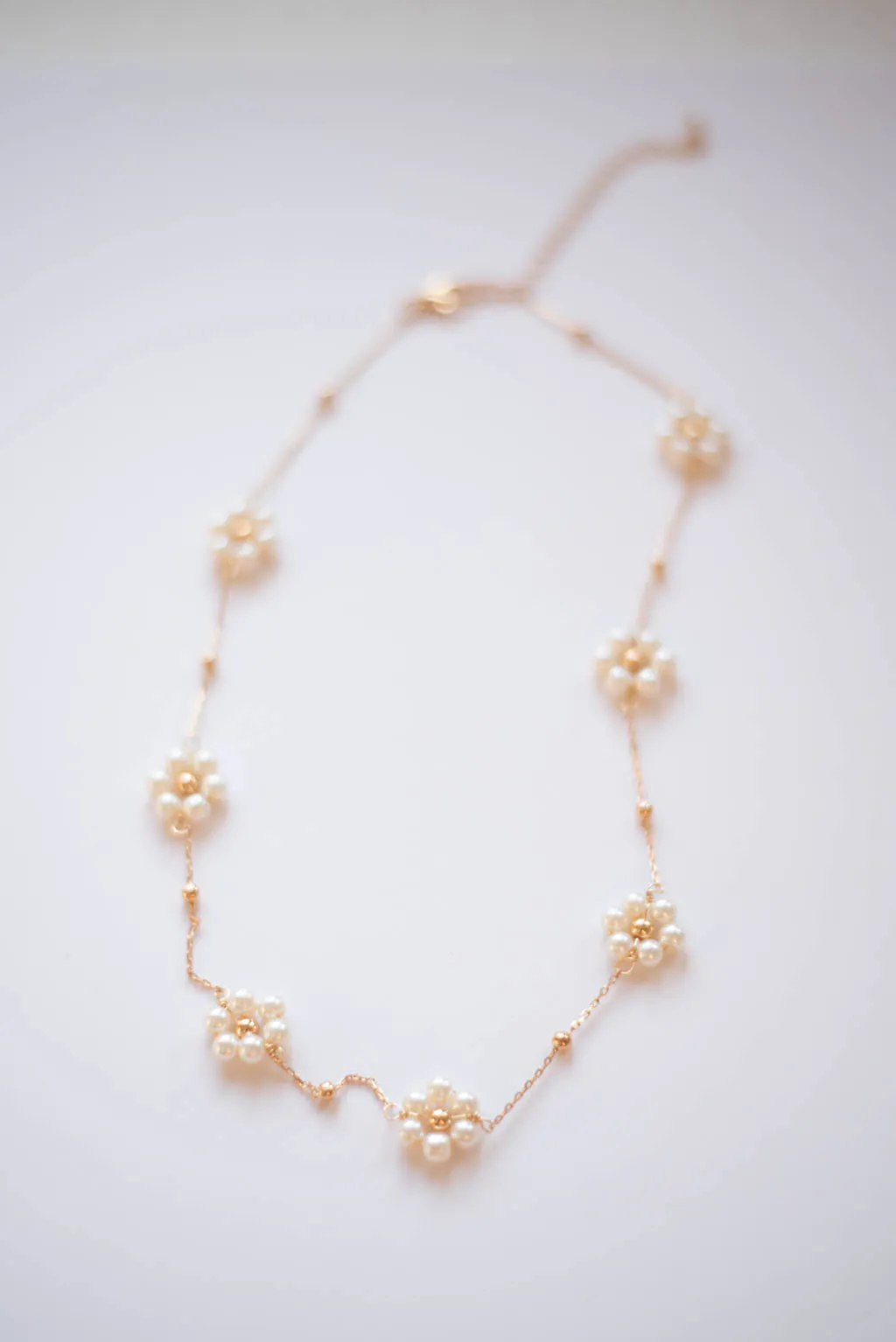 Gold Pearl Flower Necklace