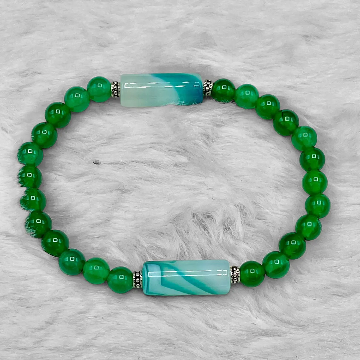 Green Banded Agate and Peace Bracelet