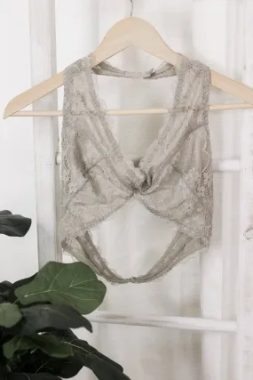 Grey Floral Lace Bralette