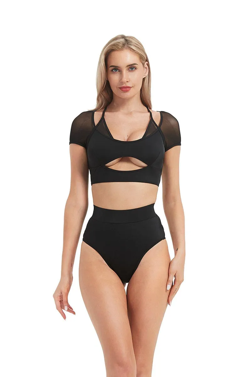 Hamade Activewear Mesh Hollow Back Bottoms - Black