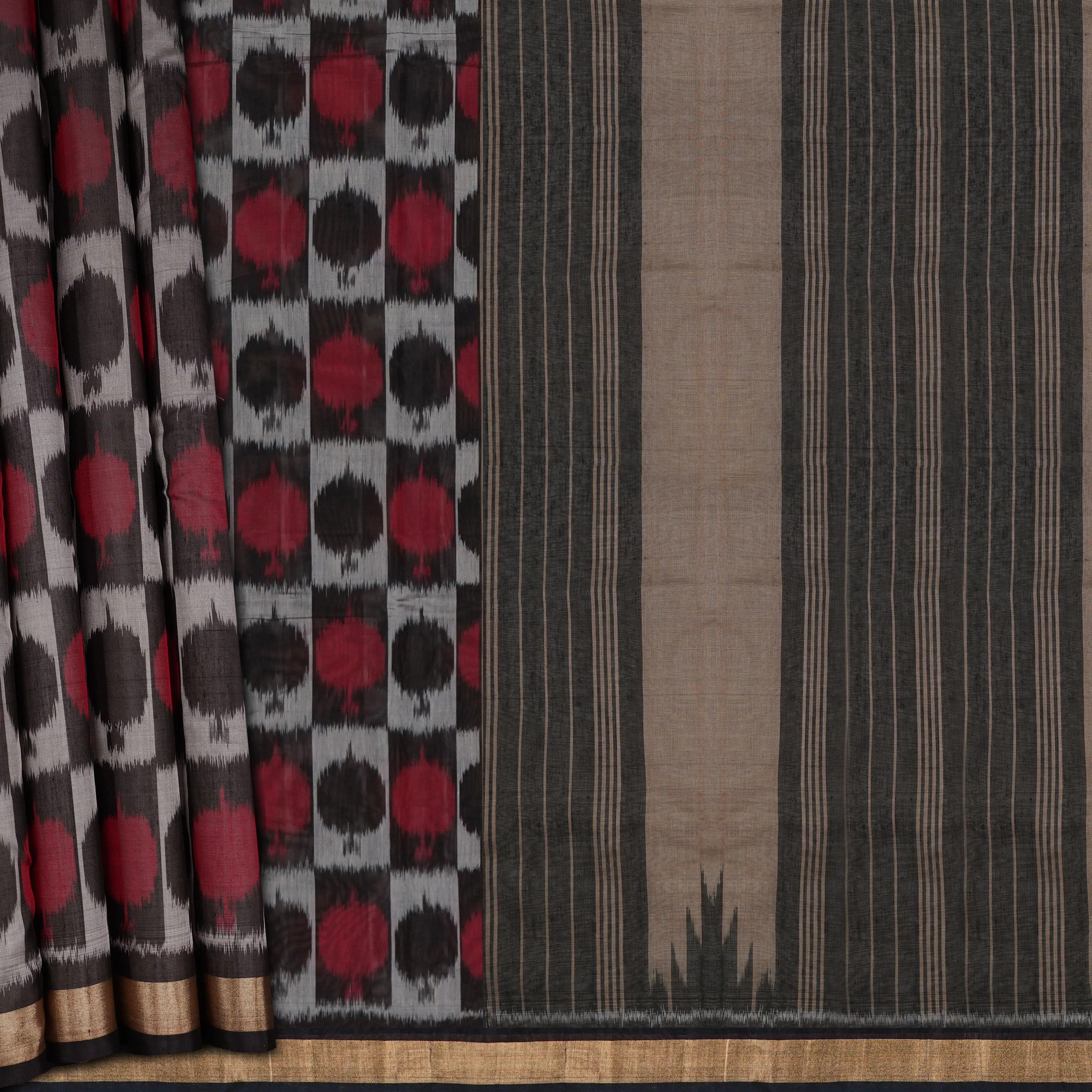 Handwoven Black Silk Cotton Saree - 1697T007867DSC