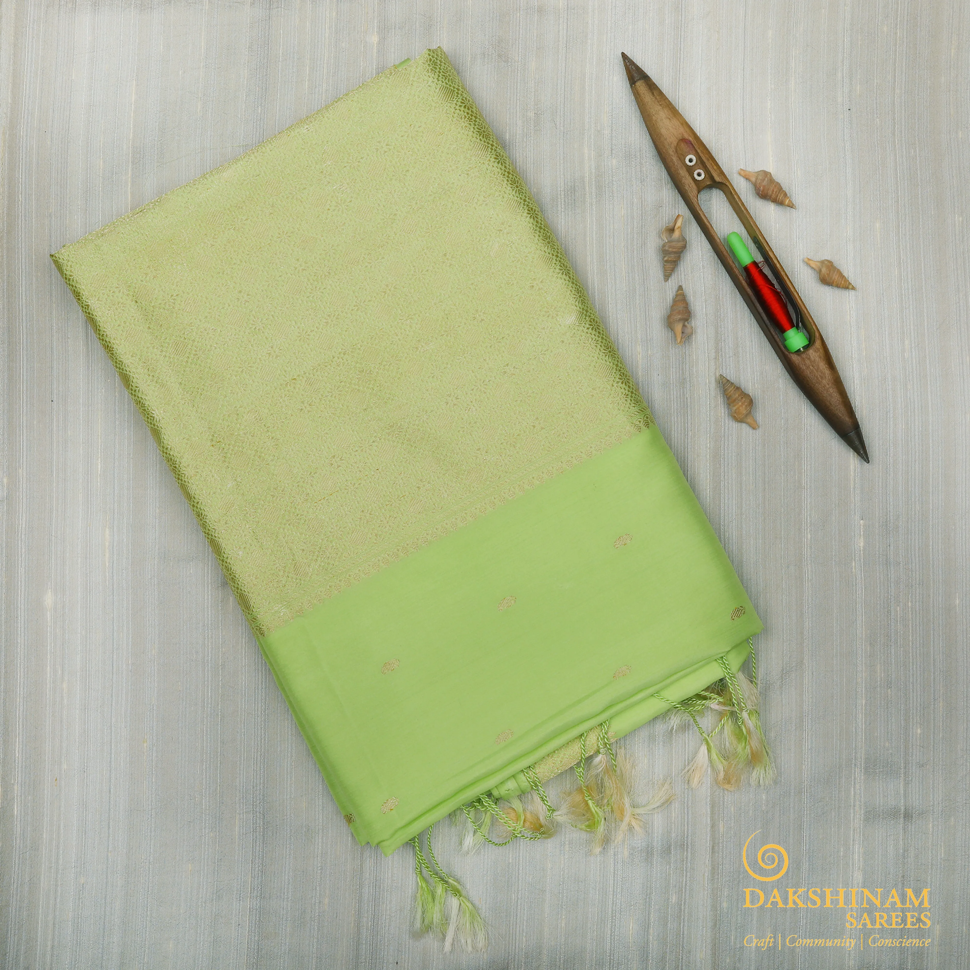 Handwoven Green Banarasi Silk Saree - 1502T004729