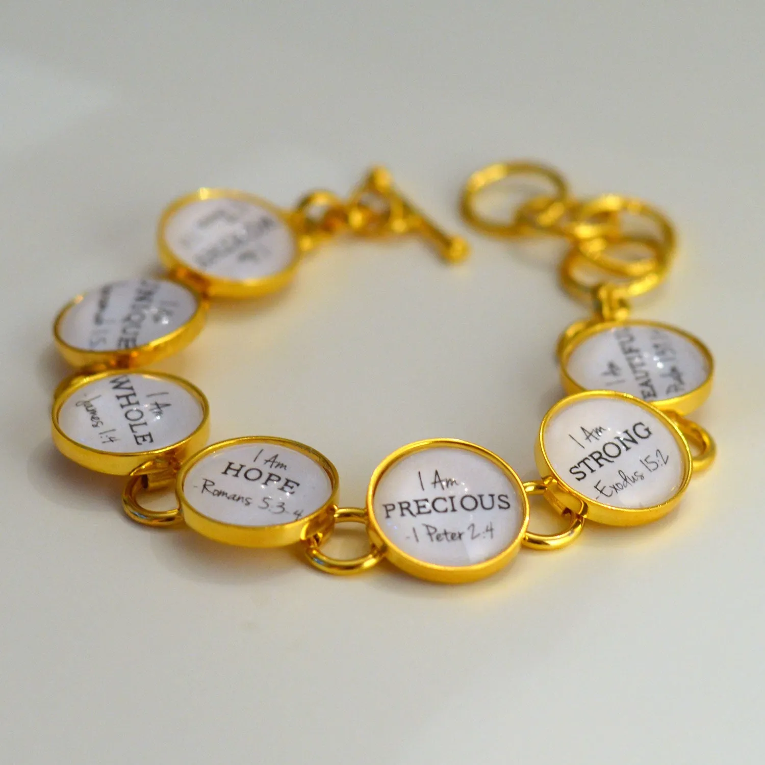 I AM - 18K Gold-Plated Scripture Charm Bracelet