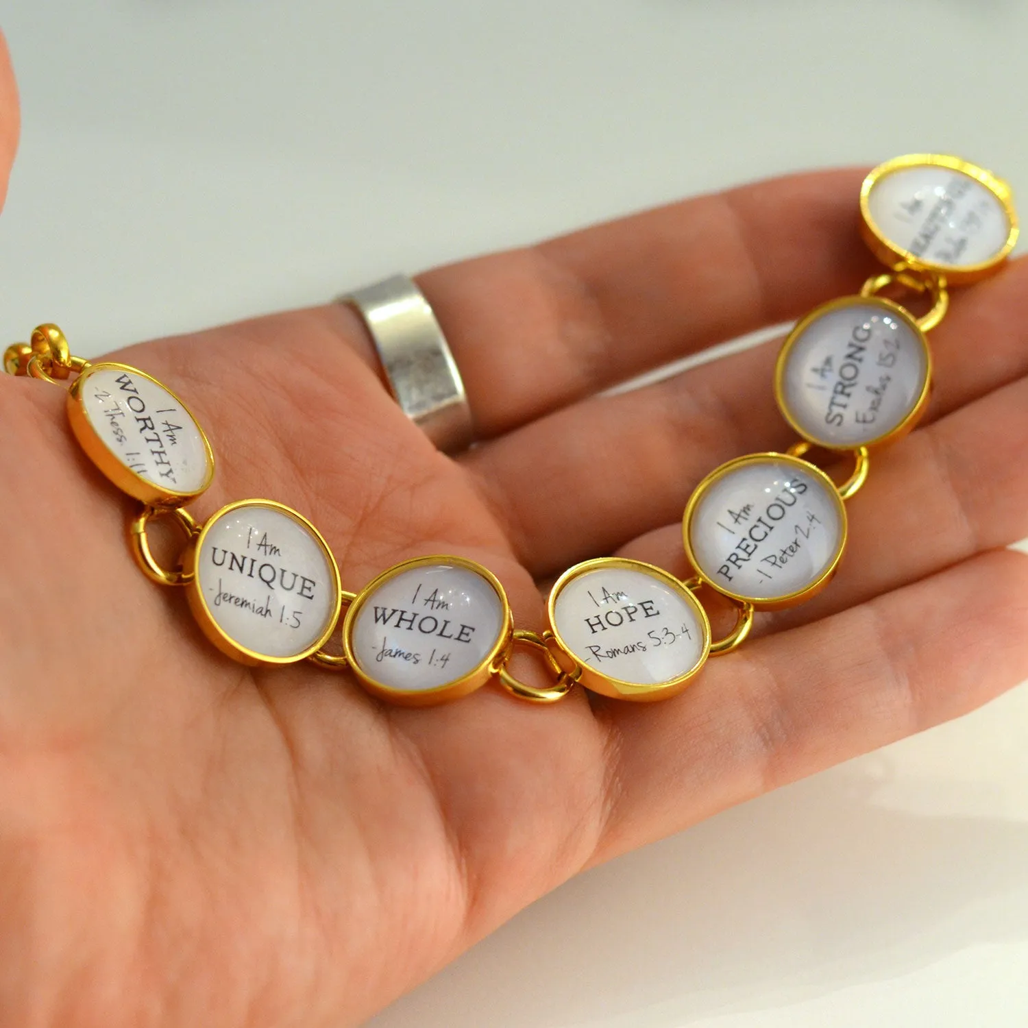 I AM - 18K Gold-Plated Scripture Charm Bracelet