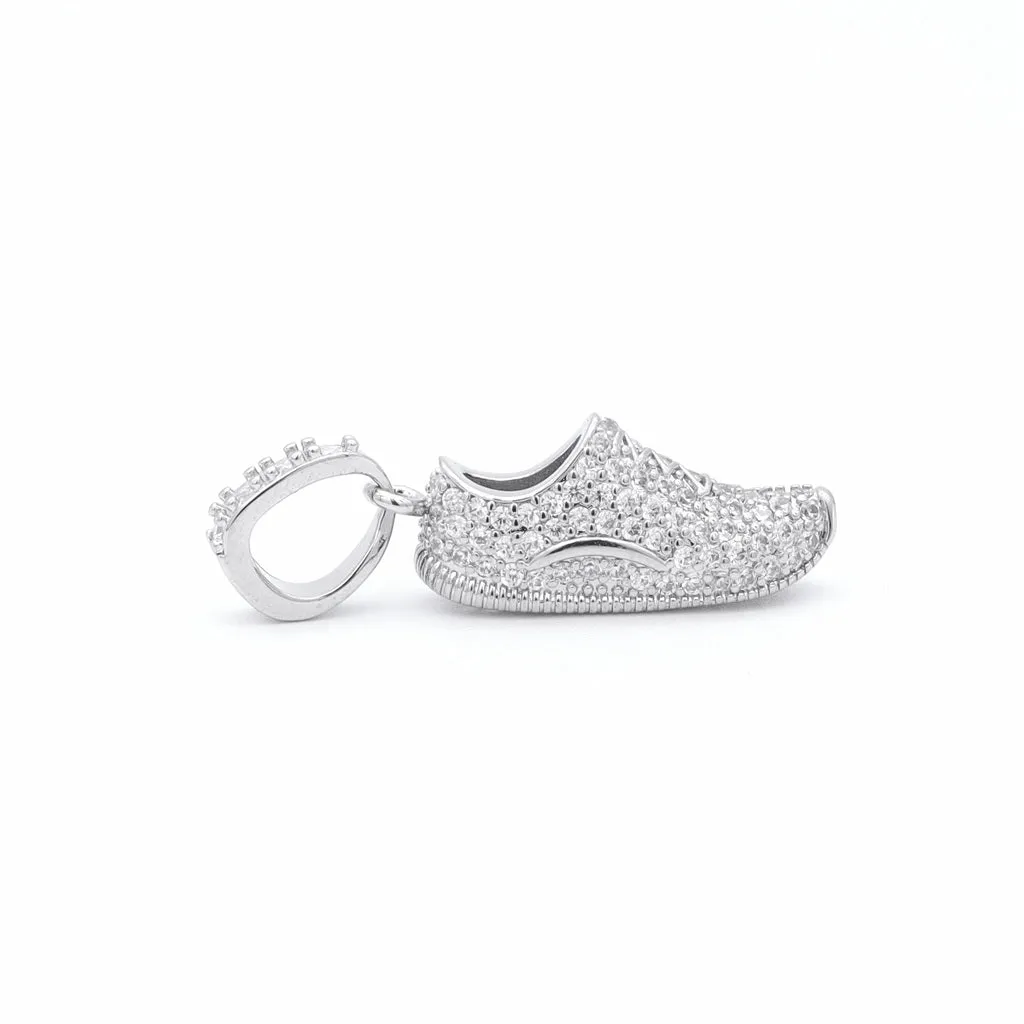 Iced Out Running Shoe Pendant - Silver