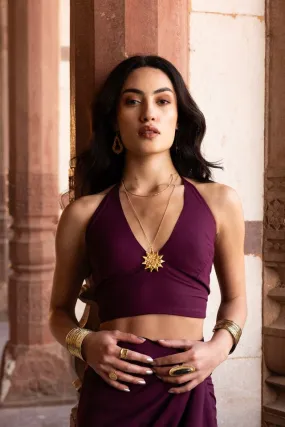 Ivy Halterneck Crop Top - Purple