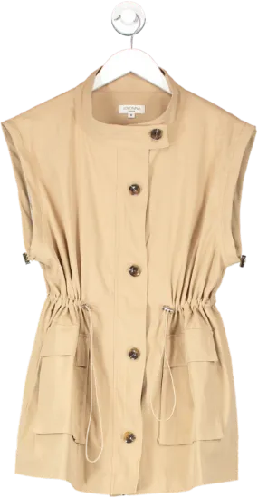 Jovonna London Beige Sleeveless Drawstring Mini gilet UK M