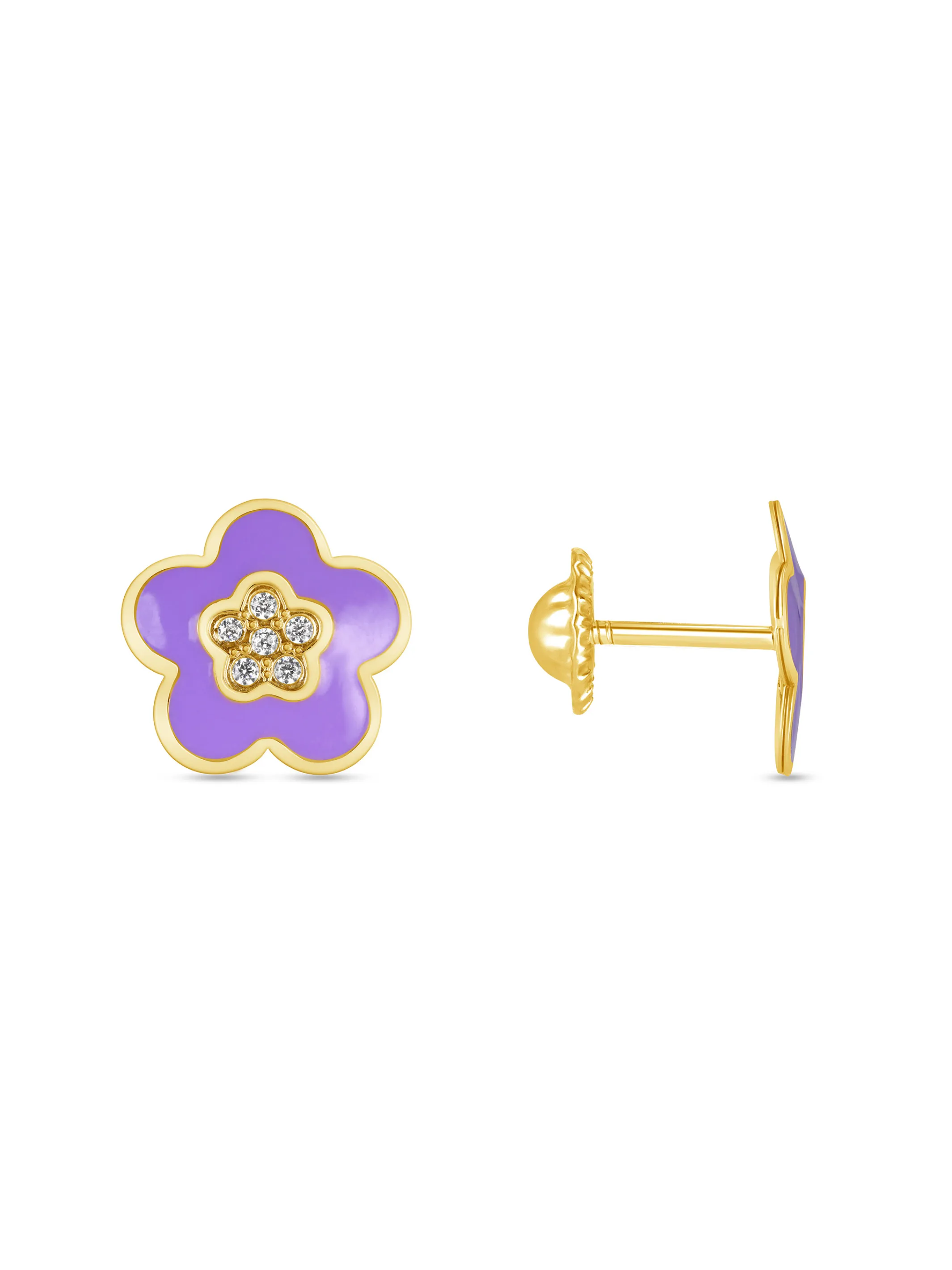 Kid Bella Flower Stud Earrings 14k