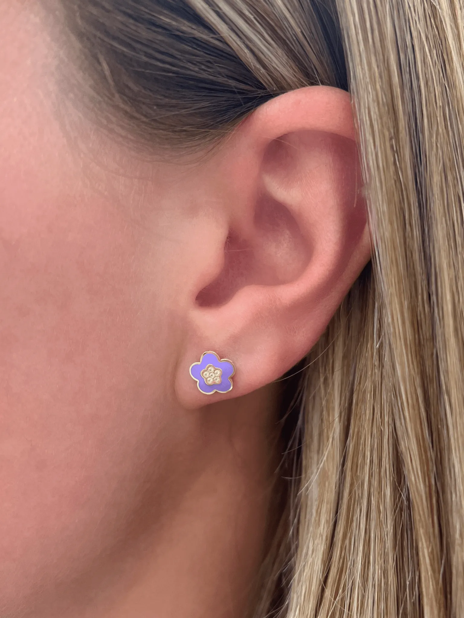 Kid Bella Flower Stud Earrings 14k