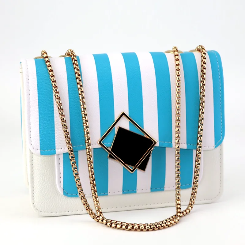 Ladies Medium Flap Open Striped Sling Bags