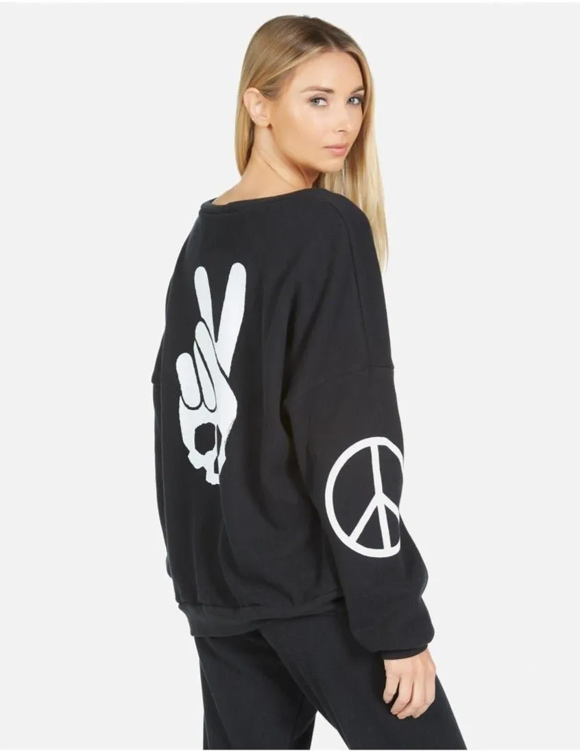 Lauren Moshi Sierra Skull Peace Hand Sweatshirt